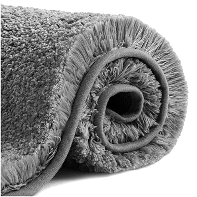 Imagen de VANZAVANZU Alfombra de Baño Antideslizante Alfombrilla Espesa Absorbente Ducha Ultra Suave Alfombrillas para Mullido Microfibra, Lavable a Máquina 60 x 90cm (Gris Oscuro)