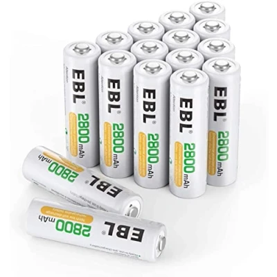 Imagen de EBL 2800mAh AA Pilas Recargables Ni MH de 1,2V para los Equipos Domésticos con Estuches Almacenamiento (16 Piezas)