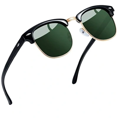 Imagen de Joopin Gafas de Sol Unisex Polarizadas Protección UV400 Semi Rimless Marco Estilo Vintage Hombres Mujeres para Conducción Viajes Playa Deportes al Aire Libre Verde Oscuro