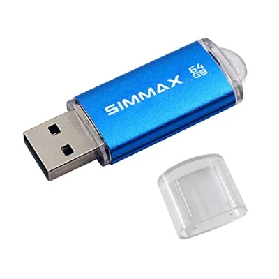 Imagen de SIMMAX Memoria Flash USB 64GB Pen Drive 2.0 Almacenamiento Externo Thumb (64GB Azul)
