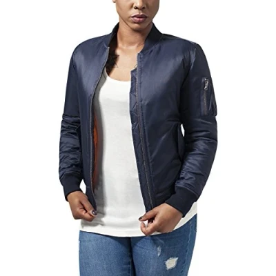Imagen de Urban Classics Chaqueta Bomber para Mujer con Bolsillos, Entretiempo otoño y Primavera, Cazadora Acolchada de Corte Old School