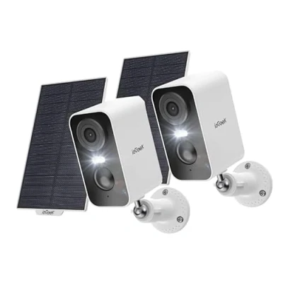 Imagen de ieGeek Cámara Vigilancia WiFi Exterior Solar, 2K Camaras de Sin Cables, Camara Seguridad con Bateria, Visión Nocturna en Color, Detección Movimiento Humano PIR, Audio 2 Vias (2 pcs)