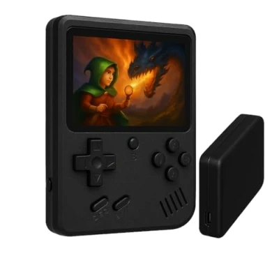 Imagen de Consola Retro portátil con 400 Juegos clásicos.Consola para niños y Adultos Pantalla a Color de 3 Compatible conexión TV. Videojuegos portátil, Negro