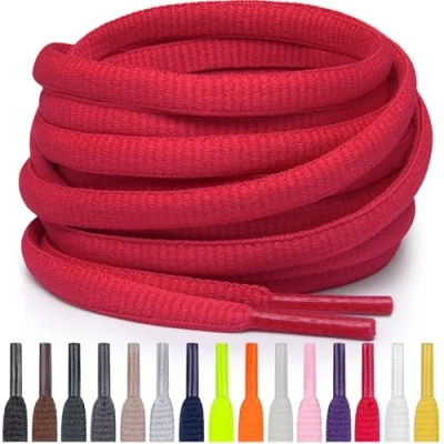 Imagen de Miscly Cordones Atléticos Ovalados Disponibles en Múltiples Longitudes y Colores (Rojo, 137 cm)