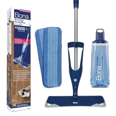 Imagen de Bona Spray Mop Premium para Suelos de Madera, 2x recambio mopa microfibra lavable