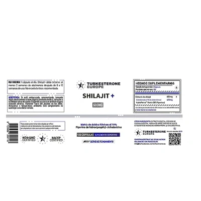 Imagen de Shilajit+ 70% de Ácidos Fúlvicos Complejo con HydroPerine™ 120 Cápsulas (600mg) Turkesterone Europe®