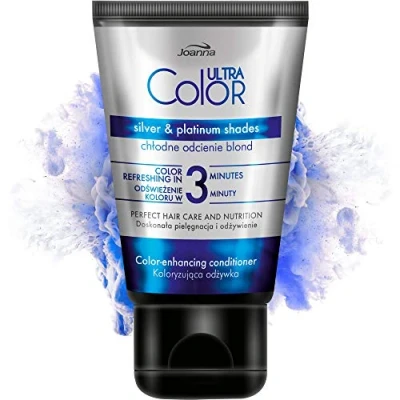 Imagen de Joanna Ultra color Acondicionador de protección del en plata y platino para cabello natural teñido Sin amoniaco Refresca e intensificación 3 minutos 100 ml
