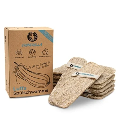 Imagen de Chinchilla® Esponja de Cocina Luffa, 7 esponjas sostenibles, Lavables y Reutilizables, sostenibles Veganas, Natural lufa Pepino