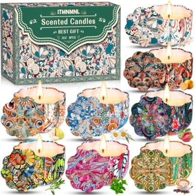 Imagen de ITMNMNL Velas Perfumadas 8 Piezas Aromáticas,Velas Aromaticas para Regalo,Vela Aromatica,Velas Decorativas,Vela Aromática,Velas Soja de Aromaterapia Navidad,Fiestas,Yoga,Navideños,Madre