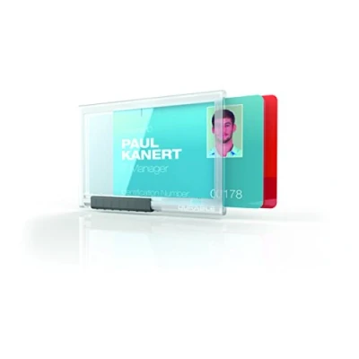 Imagen de Durable 892119 Porta tarjetas Pushbox Duo, 10 piezas, transparente