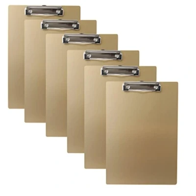 Imagen de 6x TUKA A4 Portapapeles de Aluminio con Pinza, Abrazadera metal Recubierto Goma, Tablilla Sujetapapeles, Gran Resistencia, Robusto Portapapeles, Juego 6, Champagne TKD8065