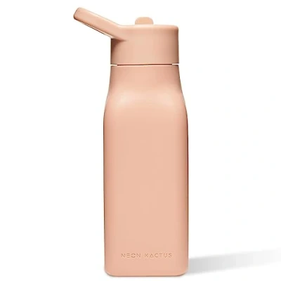 Imagen de Neon Kactus Botella de agua silicona para niños, con pajilla, la escuela, viajes, deportes, 100 % a prueba fugas, apta lavavajillas, grado alimenticio, sin BPA y