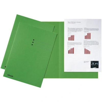 Imagen de Esselte carpeta de cartón A4 verde con lados iguales y líneas impresas 100 unidades