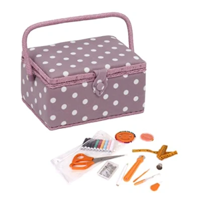 Imagen de Hobby Gift Exclusiva caja de almacenamiento precargada para manualidades con kit costura 94 piezas incluido, punto malva, mediano, MRM121F