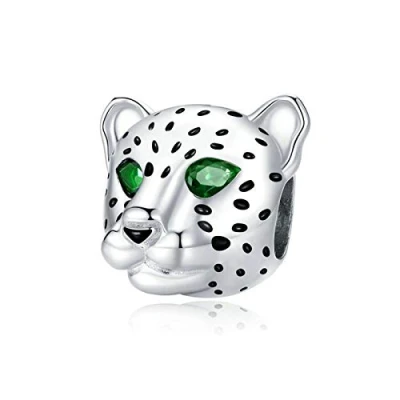 Imagen de Abalorio de tigre Plata ley 925 con diseño gato, vaca y mono pavo real, para pulsera Pandora, esterlina