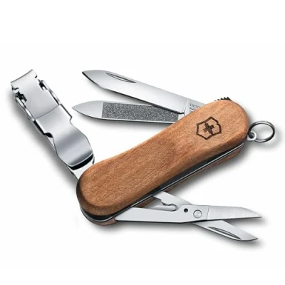 Imagen de Victorinox, Nail Clip 580 Wood, Navaja Multiuso Suiza, Cuchillo bolsillo, Regalo, 6 Funciones, Hoja pequeña, Lima de uñas
