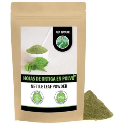Imagen de ortiga en polvo (500g), molida, 100% natural, suavemente seca y sin aditivos, vegano, polvo, hojas de