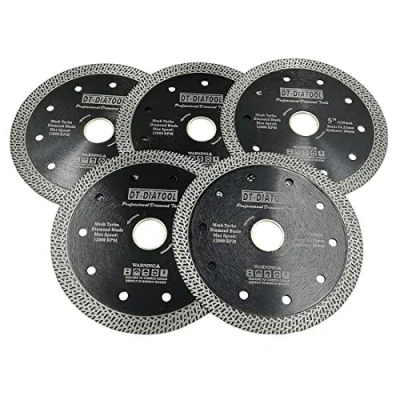 Imagen de DT DIATOOL Disco Tronzador Diamante 5 Piezas 125 mm Hoja de Sierra con Malla Turbo para Corte Porcelanico Azulejos Mármol Granito Cerámica