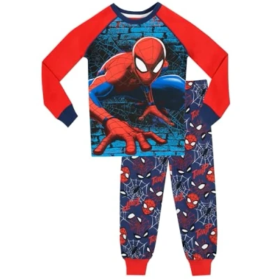 Imagen de Spiderman Marvel Pijama Niño Pijamas para Niños de Manga Larga Ajuste Ceñido Azul 4 5 Años