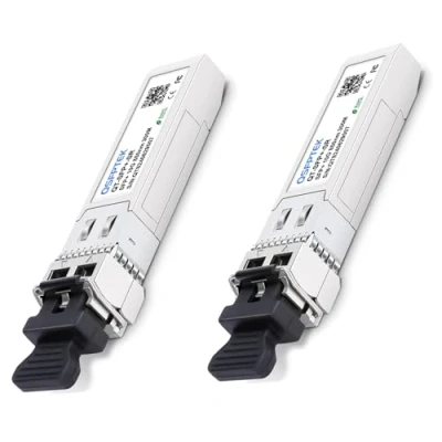 Imagen de QSFPTEK 2Pack 10GBASE SR 10G SFP+ Transceptor LC Port Mini GBIC Multimodo 850nm, 300M, DDM, Transceiver para Cisco SFP SR, Ubiquiti UF MM 10G, Netgear, Mikrotik, D Link, Supermicro, Linksys