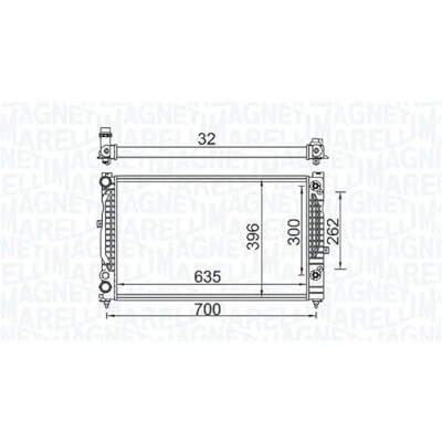 Imagen de MAGNETI MARELLI 350213157600 Radiador, refrigeración del motor 635 396 23 Aletas unidas mecánicamente VOLKSWAGEN: Passat B5 GP Berlina