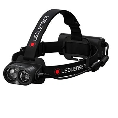 Imagen de Ledlenser Linterna frontal LED H19R Core, 3500 lúmenes, batería de litio recargable, con luz roja, impermeable IP67, Constant Light, haz 300m, Fusion cable carga magnético USB