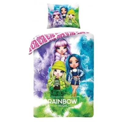 Imagen de Halantex Juego de cama Rainbow HIGH Jade Skyler Violet funda nórdica reversible 140 x 200 cm y almohada 70 90 Multicolor 100% algodón