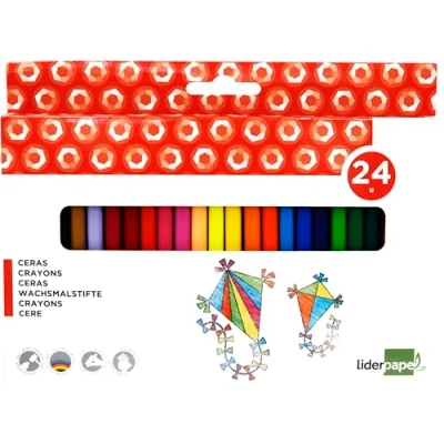 Imagen de Lapices cera liderpapel caja de 24 unidades colores surtidos
