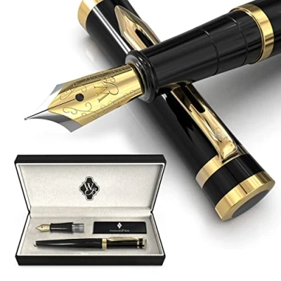 Imagen de Black with Section Slim Box Gold trim EF Nib Bundle