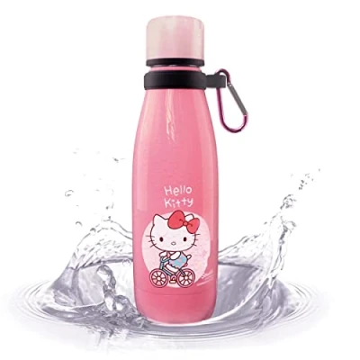 Imagen de botella termo Hello Kitty 350 ml La mantiene tu bebida fría durante 24 horas, es 100% a prueba de fugas y, por supuesto, ¡no contiene BPA!