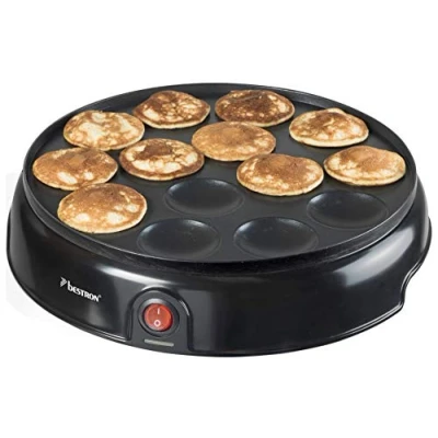 Imagen de Bestron Poffertjes Maker in Retro Design, Mini Pancake Maker, con revestimiento antiadherente, Sweet Dreams, 800 W, Color: Negro