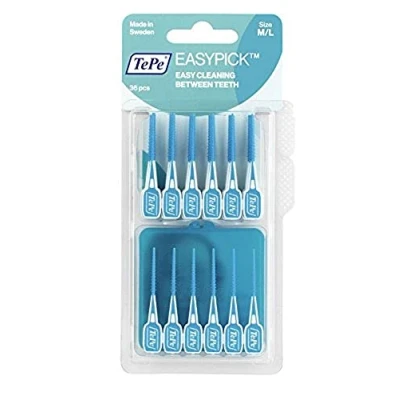 Imagen de TEPE Easy Pick Cepillo interdental azul, tamaño M/L, (paquete de 36), M/L 36)