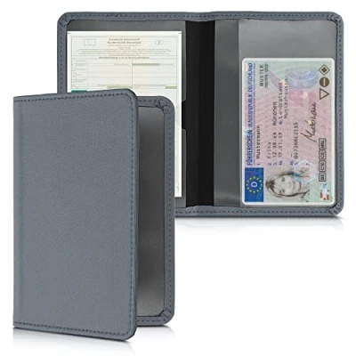 Imagen de kwmobile Funda para carné de conducir Estuche neopreno permiso circulación con espacio tarjetas gris azulado