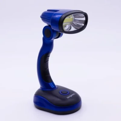Imagen de Marco Paul 3W COB lámpara de escritorio azul oficina hogar luz ángulo ajustable cabeza LED funciona con pilas, trabajo brillante iluminación interior moderna (azul)