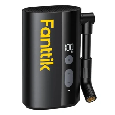 Imagen de Fanttik X9 Ace Mini Bomba Eléctrica para Bicicleta con Manómetro, Compresor Portátil de 10.3 Bar Inflado Rápido Carretera, Bici Ciudad, MTB, Carreras,