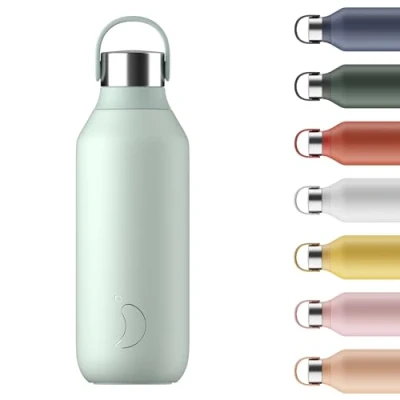 Imagen de Chilly&#039;s Bottle Serie 2 Botellas térmicas de Acero Inoxidable con gollete Suave y asa Lichen Green, 500ml