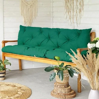 Imagen de 4L Textil cojin para Banco Impermeable Jardin Exterior Cojines Bancos Palet(150x60x50 cm, Verde Resistente ai raggi UV)