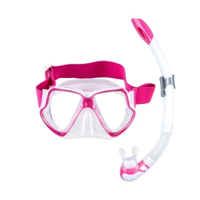 Imagen de Mares Aquazone Combo Wahoo Neon, Conjunto Máscara y Tubo de Snorkel Adultos, Unisex, Rosa/Blanco Transparente