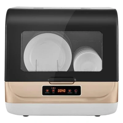 Imagen de BESSCHLOE Inteligente automático Mini lavavajillas doméstico,Lavavajillas de encimera,Pantalla LED,3 Programas,Desinfección 360 Limpieza,Cuidado Bebés y lavado Fruta