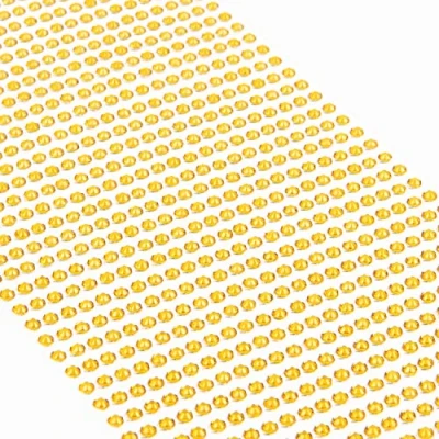 Imagen de Movoja Diamantes de imitación redondos y brillantes, autoadhesivos, para decorar hacer manualidades, 1200 unidades, 3 mm, color amarillo dorado