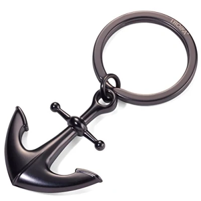 Imagen de TROIKA Heimathafen KR17 10/GM Llavero con ancla, nostalgia, esperanza, amuleto de la suerte, mate, color gris