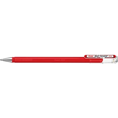 Imagen de Pentel K110 VBX Mattehop Bolígrafo roller de tinta gel con alta cobertura en acabado mate, modelo tapa, 1 unidad, color rojo