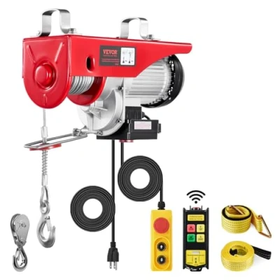 Imagen de VEVOR Polipasto Eléctrico Carga de 1000 kg Cabrestante 230 V Control Remoto Inalámbrico y con Cable 4,2 m Parada Emergencia Elevador para Garaje, Almacén, Fábrica