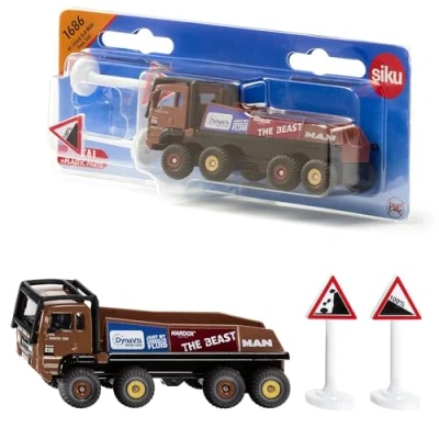 Imagen de siku 1686, HS Schoch 8x8 MAN Truck Trial, Metal/Plástico, 1:87, Marrón, Incl. 2 señales de advertencia, Compatible con otros modelos la misma escala
