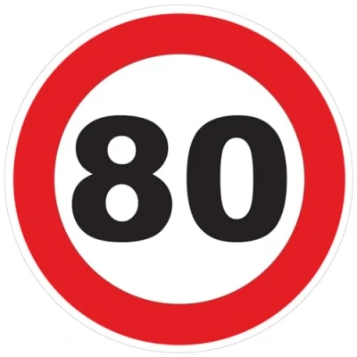 Imagen de Pegatina de limitación Velocidad autocares Círculo Rojo Tractor Peso Pesado Disco Camión 80 KM/H Adhesivo 10 cm Diámetro