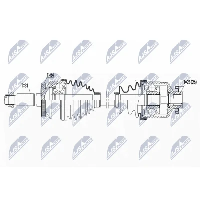 Imagen de NTY NPW KA 380 Árbol de transmisión Eje delantero, derecha KIA: CARNIVAL / GRAND 3