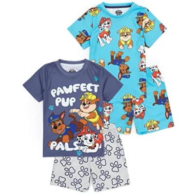 Imagen de Paw Patrol Boys 2 Pack Pijama Niños pequeños Blue Marshall Rubble Chase Rescue Pups T Shirt Shorts Set Serie de TV Ropa Dormir Mercancía