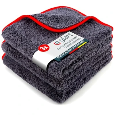 Imagen de Glart Pack de 3 paños multiusos microfibra 600 GSM, 40 x cm, para la casa, cocina, el baño, jardín o oficina, Gris Anthracit/Rojo