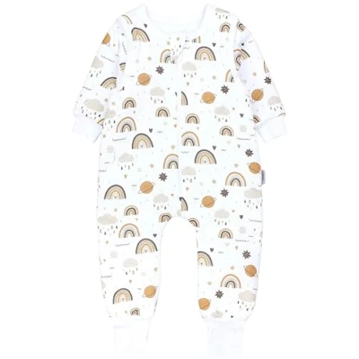 Imagen de TupTam Saco de Dormir con Mangas y Piernas Bebés 2.5 Tog, Arcoíris planetas marrón beige, 104 110