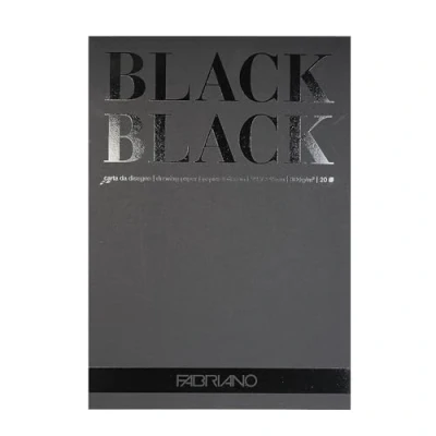 Imagen de Unbekannt Fabriano Black Block Papel Negro Profundo con Acabado Mate sin Revestimiento, 300 g/m², DIN A3, 20 Hojas, Ideal para Pastel, lápices de Colores y rotuladores, Blanco